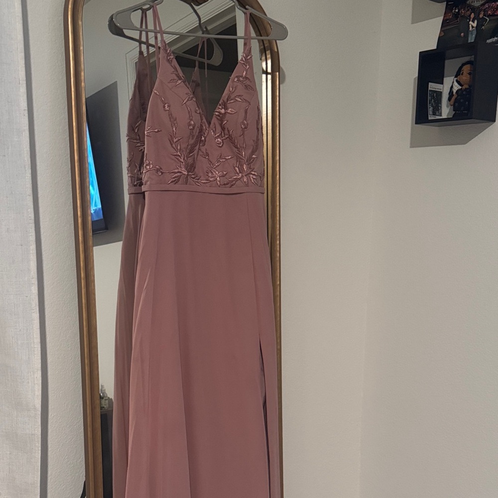 Azazie Dusty Rose Embroidered Maxi Dress